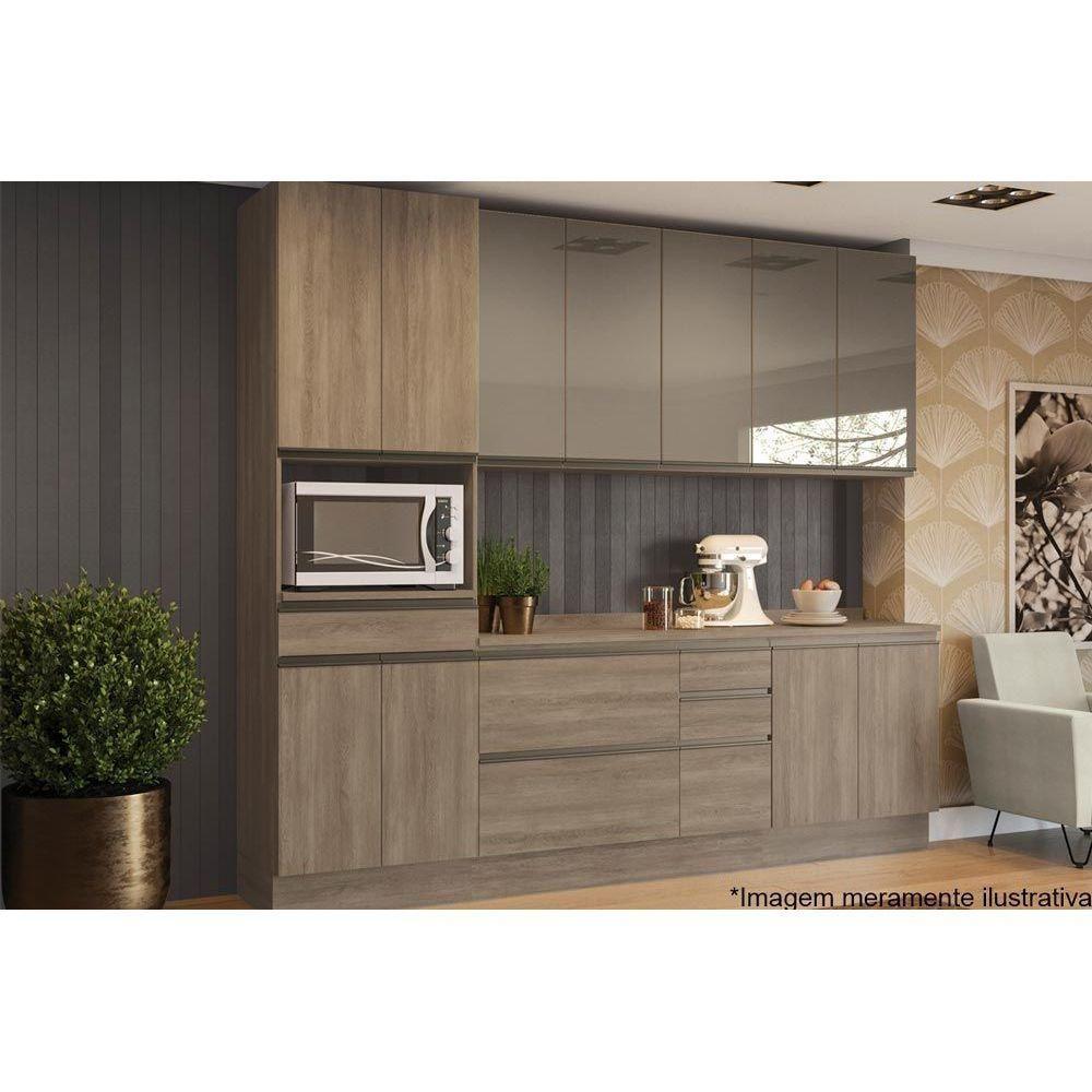 Miniatura Módulo Cozinha Maxxi Armário G765 Com 2 Portas Com Vidro Reflecta 80cm Canela
