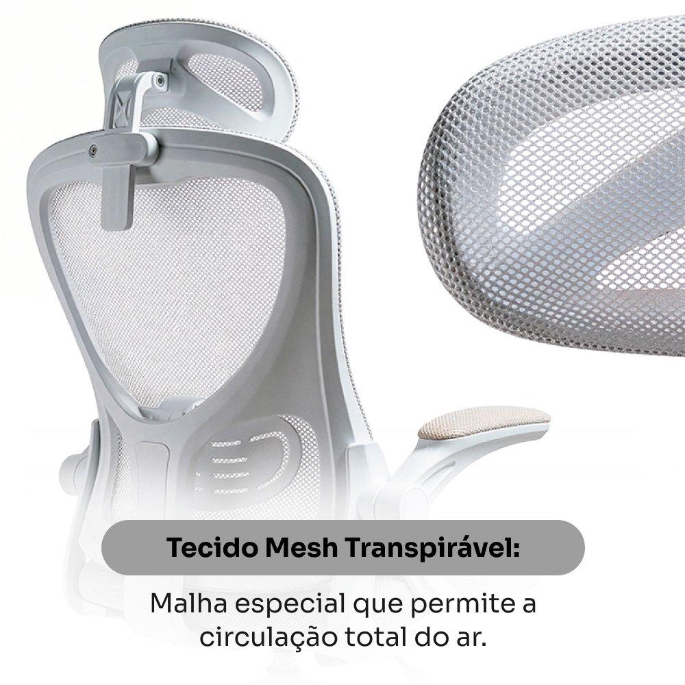 Cadeira de Escritório Husky Apta, Braço Retrátil, Até 120kg, Mesh Cinza, Reclínio 120º, Butterfly, Ajuste de Altura, Cinza - HCO700CZ