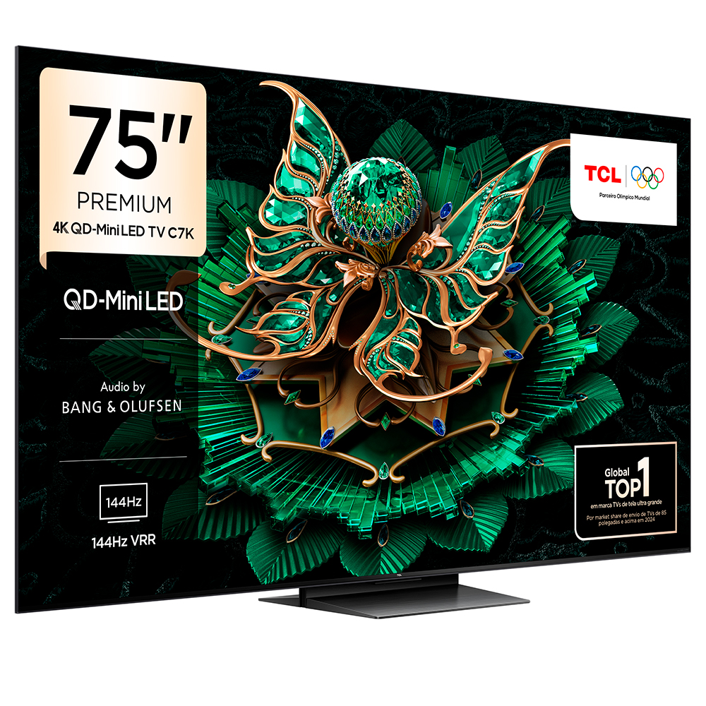 Miniatura Smart TV TCL 75" QD-Mini LED 4K Google TV 144 Hz 2.1 canais com Subwoofer 4 HDMI Wi-Fi 75C7K