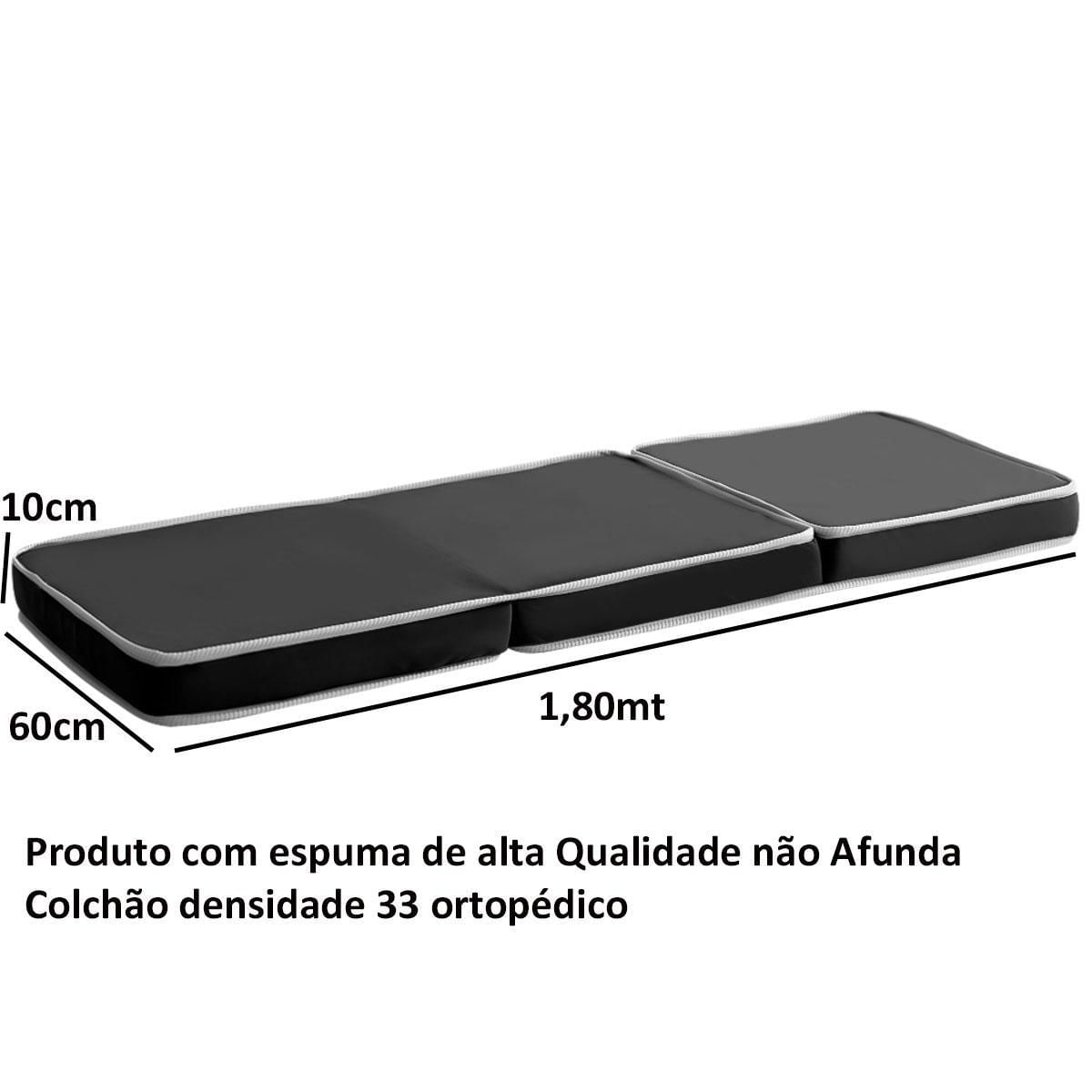 Puff Dobrável Solteiro D33 Ortopédico 60Cm X 1,80Mt De Abrir