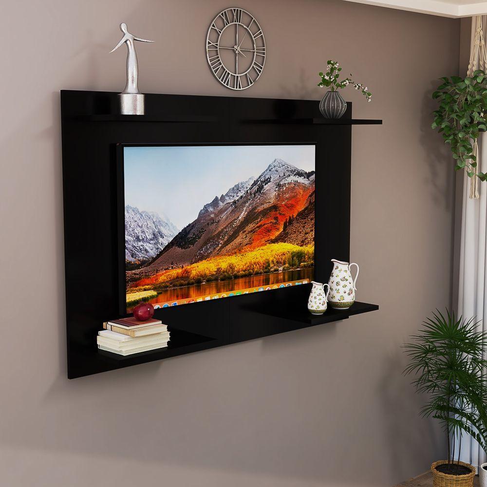 Miniatura Painel Para TV Até 50 Pol Quartos E Salas Em MDF Preto