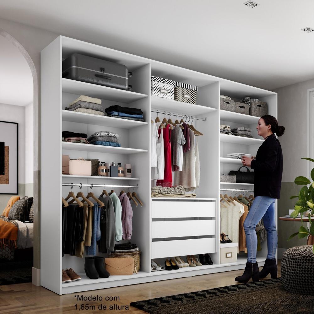 Miniatura Closet Casal 100% Mdf Bp 237cm 3 Gavetas Monreale Branco