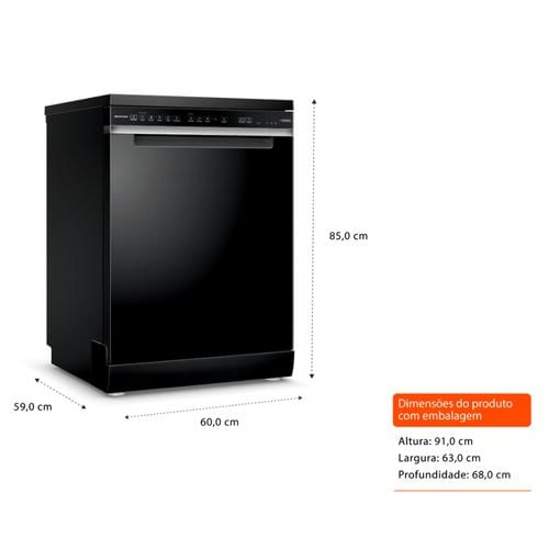 Miniatura Lava-louças Brastemp 15 serviços Preto com Smart Sensor BLF61AE 220V