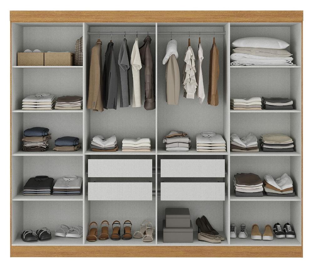 Guarda Roupa Casal 8 Portas 4 Gavetas Paris Espresso Móveis Guarda-roupa Paris 8p 200x237x47 Cm Cinamomo/Off White