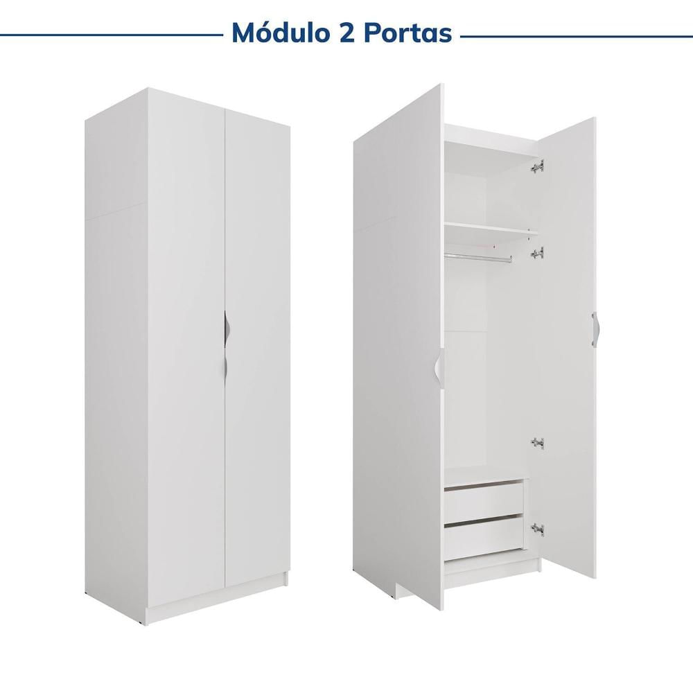 Guarda-roupa Modulado de Canto 10 Portas 6 Peças Hera Cabecasa Madeiramadeira Branco Geada/Cinza