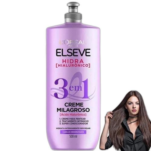 Miniatura Creme Milagroso Elseve 3 Em 1 Hidra Hialurônico 500Ml