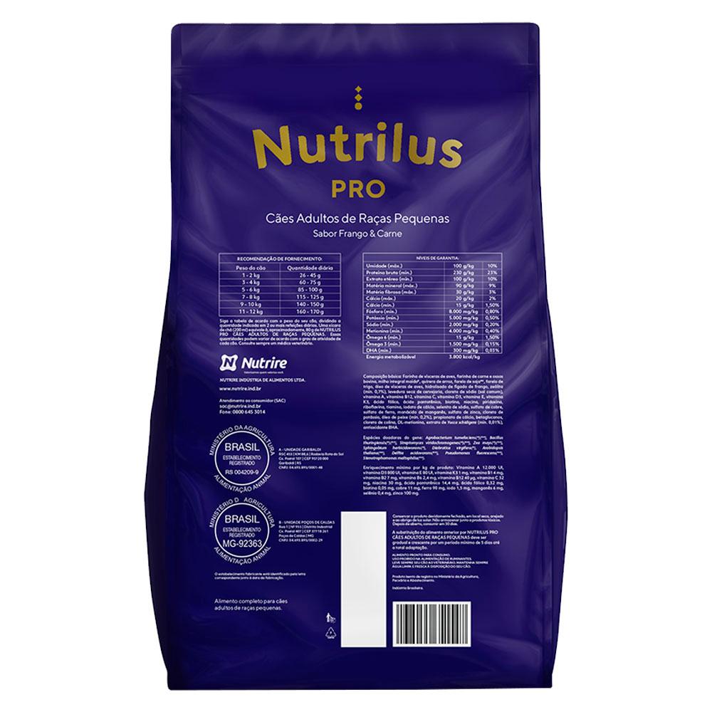 Miniatura Ração Seca Nutrilus Pro Frango & Carne para Cães Adultos de Raças Pequenas - 15 Kg