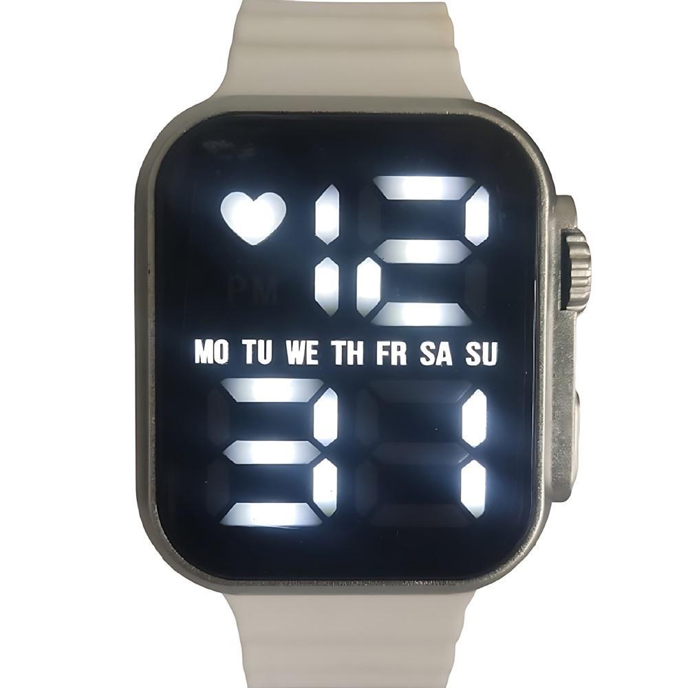 Miniatura Relogio Branco De Pulso Jovens Visor Led Exclusivo Moda 2025