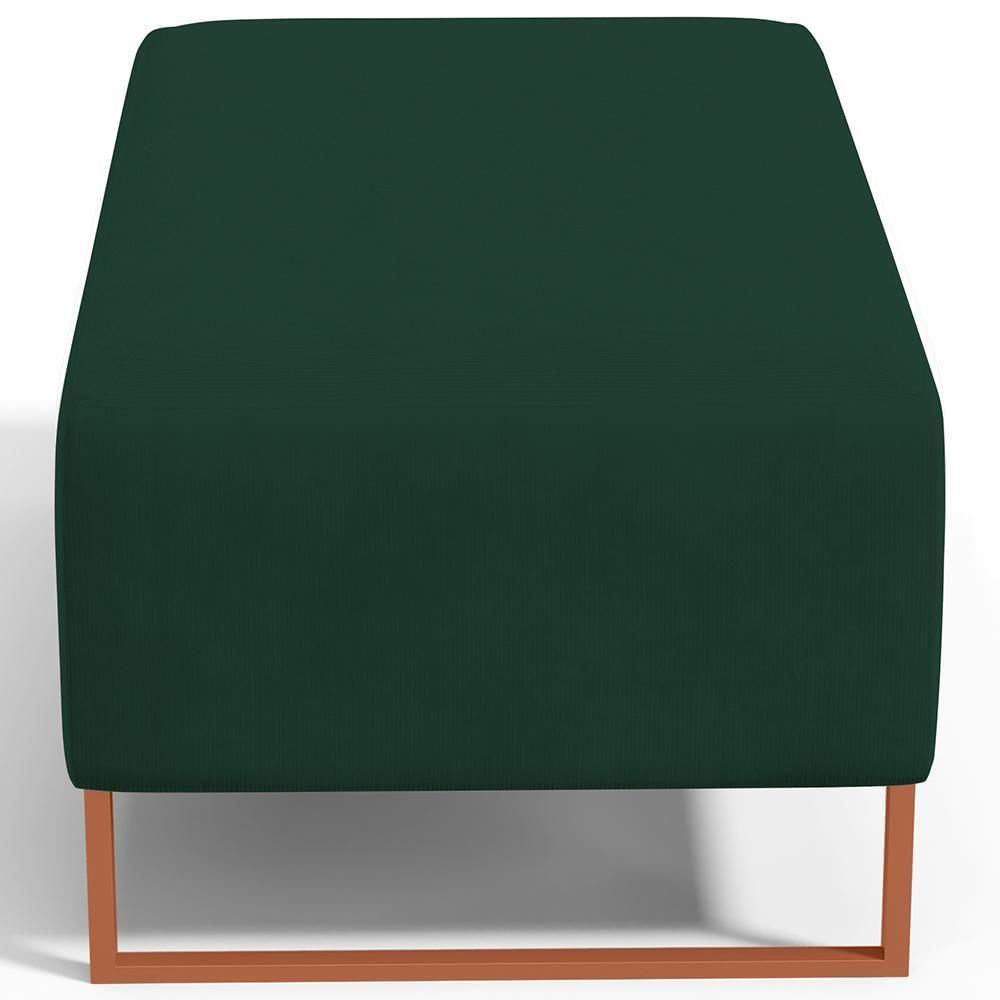 Miniatura Puff Decorativo Sala De Estar Cléo 90cm Base De Ferro Cobre W01 Suede Verde Musgo - Lyam Decor