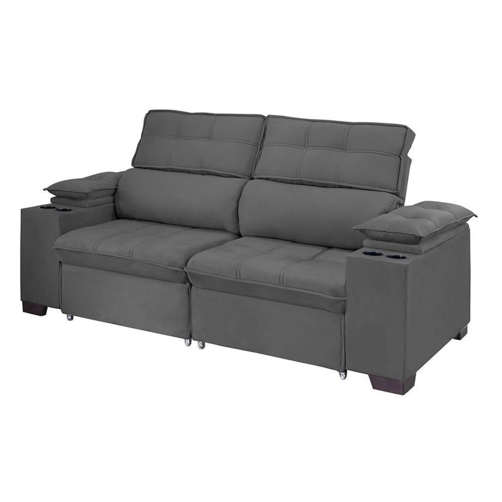 Miniatura Sofá Manaus 180 Cm Retratil e Reclinável Titânio