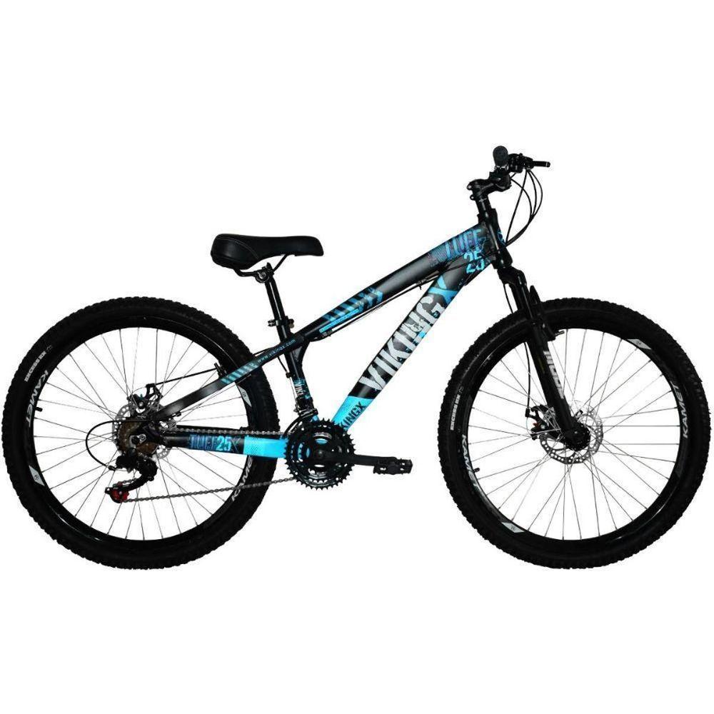 Miniatura Bicicleta Vikingx Tuff25/30 Freeride Aro 26 21v Cambios Importados Preto Azul Viking X