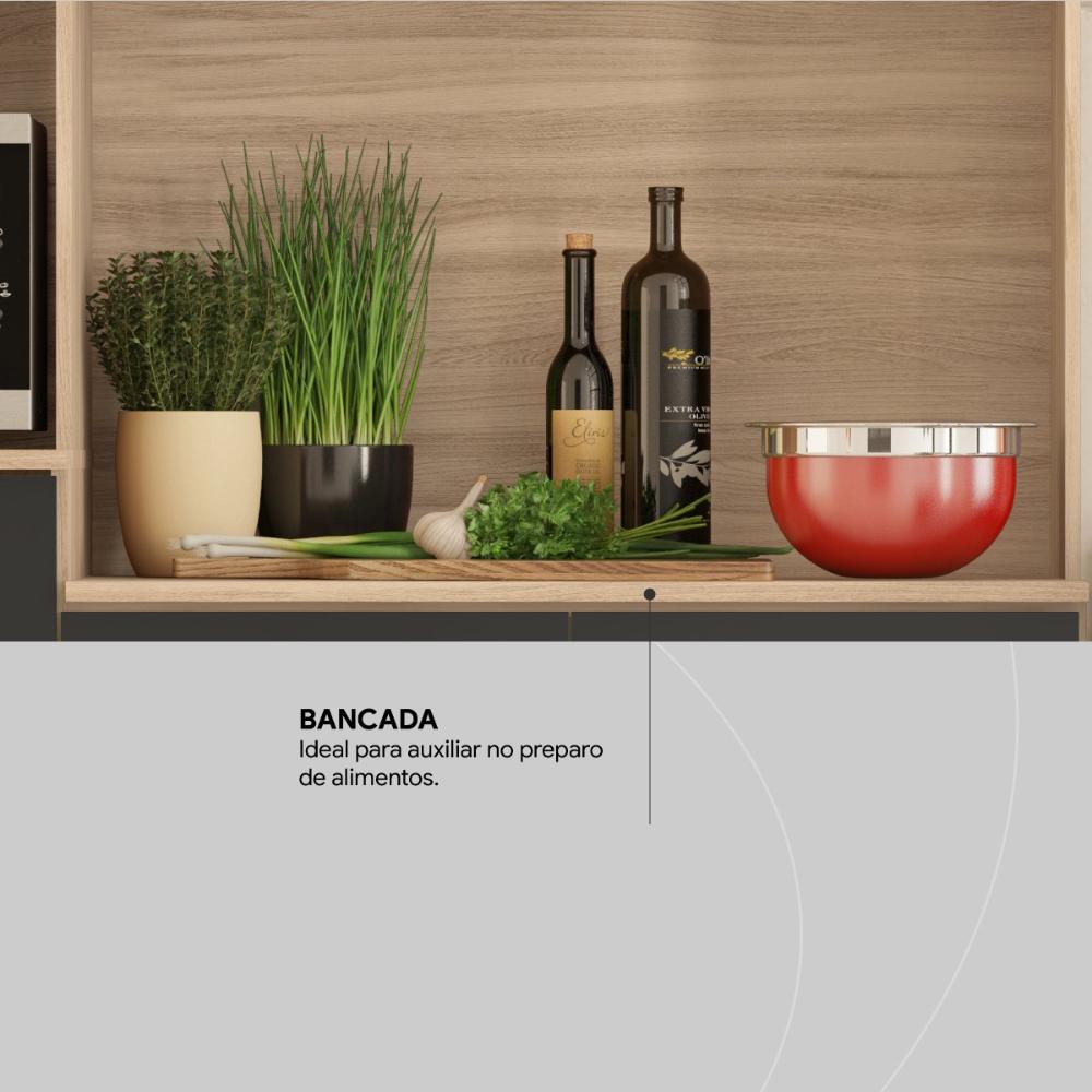 Miniatura Armario De Cozinha 6 Portas 2 Gavetas Harmonia Demobile Avena Touch/Grafito