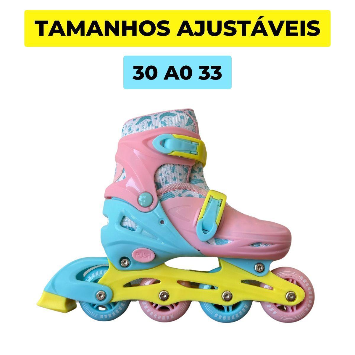 Miniatura Patins Triline Inline Tam Ajustável 30-33 Unicórnio Glumi