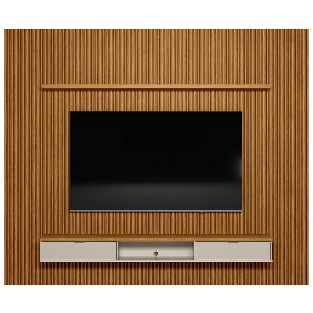 Miniatura Painel Ripado Para Tv 75 Pol. Com Bancada 297cm Prime Plus L06 Nature-off White - Mpozenato