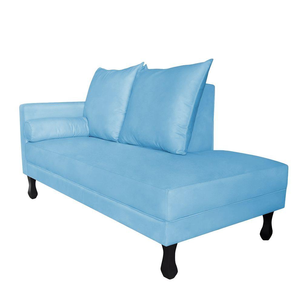 Miniatura Recamier Divã Dubai L/direito 1,40m Suede Azul Turquesa - Lares Decor