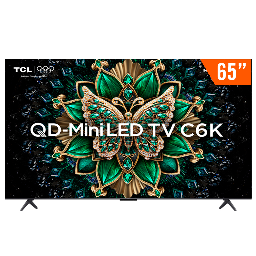 Smart TV QLED Mini LED 65" Android TV UHD 4K TCL 65C6K Comando de Voz Hands-Free Google TV Bluetooth
