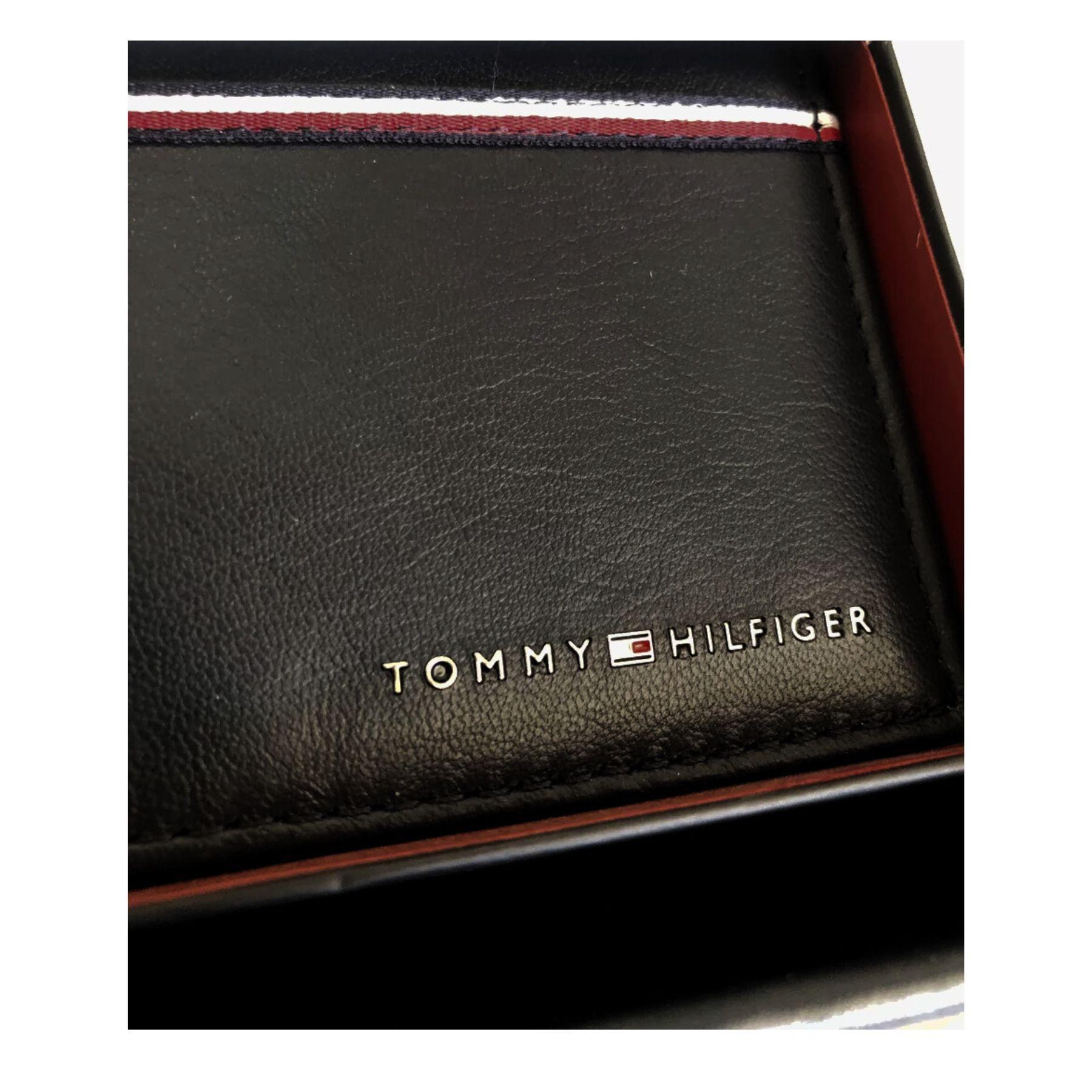 Miniatura Carteira Tommy Hilfiger Masculina Preta Billfold Com Detalhe