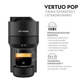 Miniatura Cafeteira Nespresso Vertuo Pop com Kit Boas-Vindas – Preta 110V