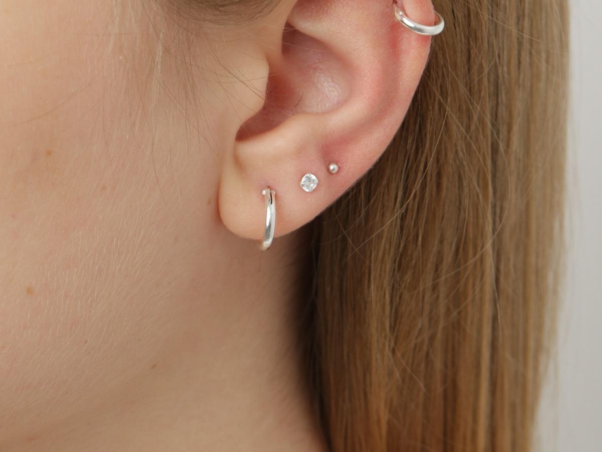 Miniatura Kit 4 Pares Brincos Cartilagem Piercing Terceiro, Quarto