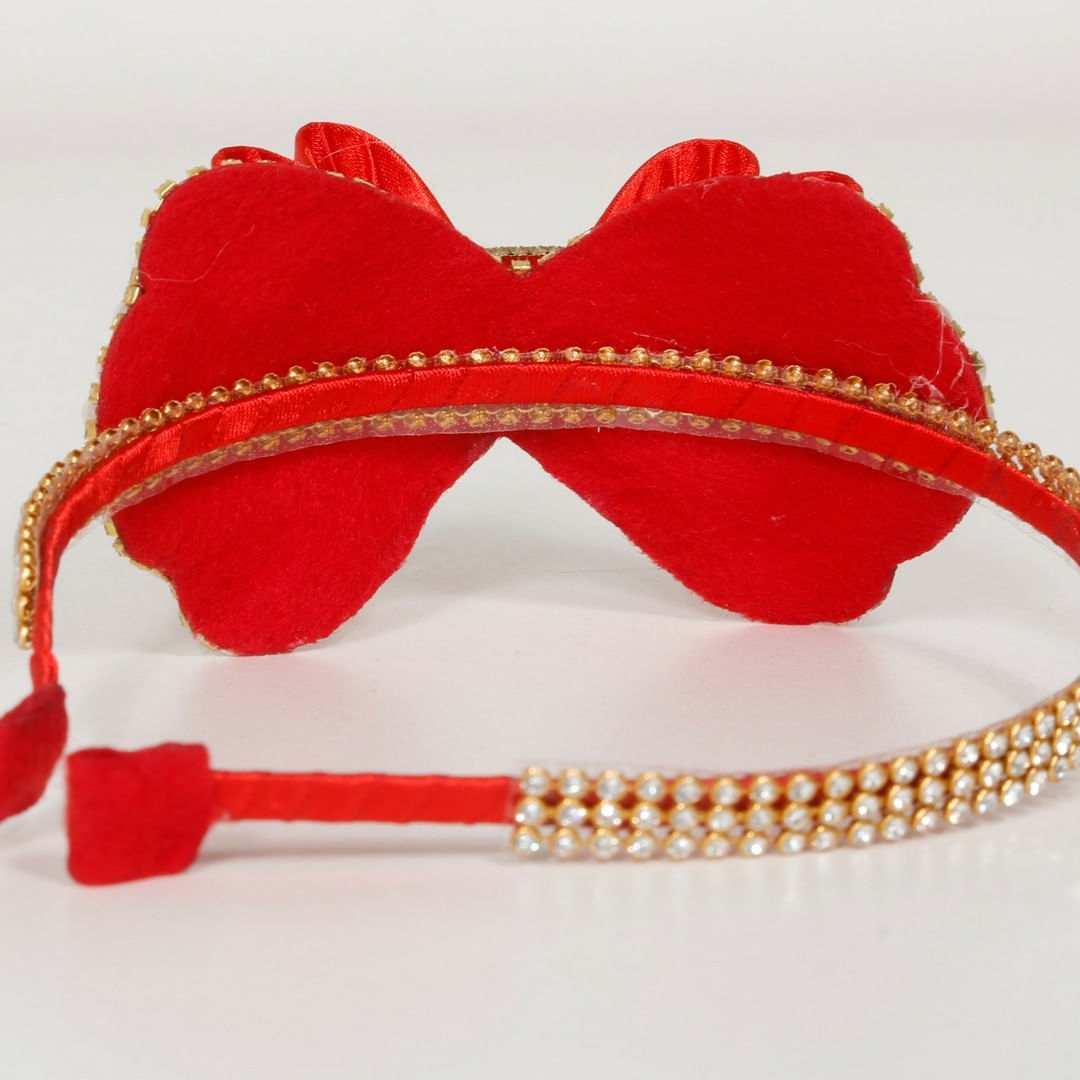 Miniatura Tiara Infantil Com Detalhes Em Strass E Pérolas (Vermelha)