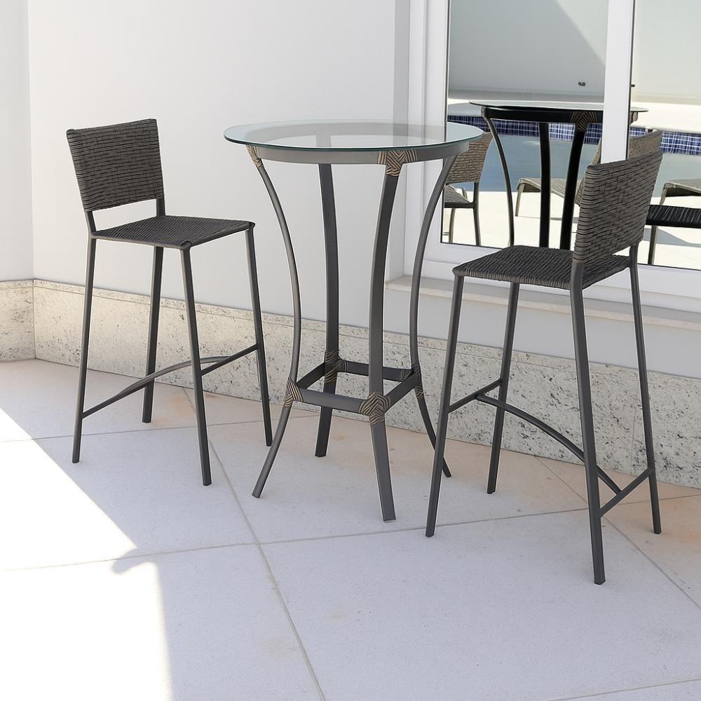 Miniatura Kit 2 Banqueta Alta Para Cozinha Bistrô Balcão Bar Preto