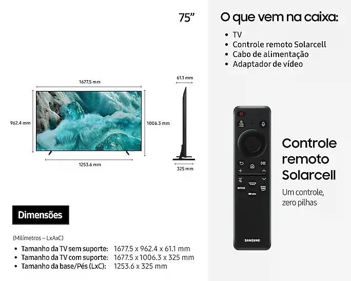 Smart TV Samsung 75" Vision AI TV QLED 4K 2025 QN75Q7FAAGXZD