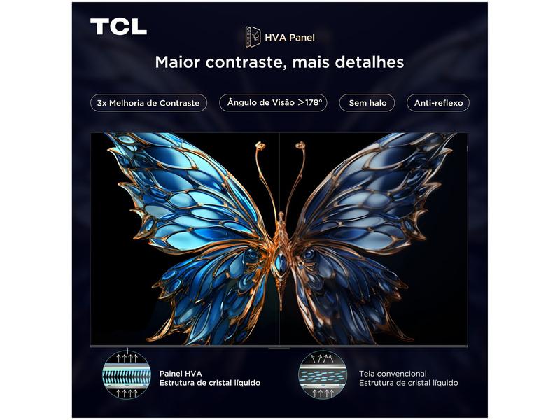 Smart TV 50" TCL 4K UHD QLED 50P7K Google TV AiPQ Google Assistente 3 HDMI