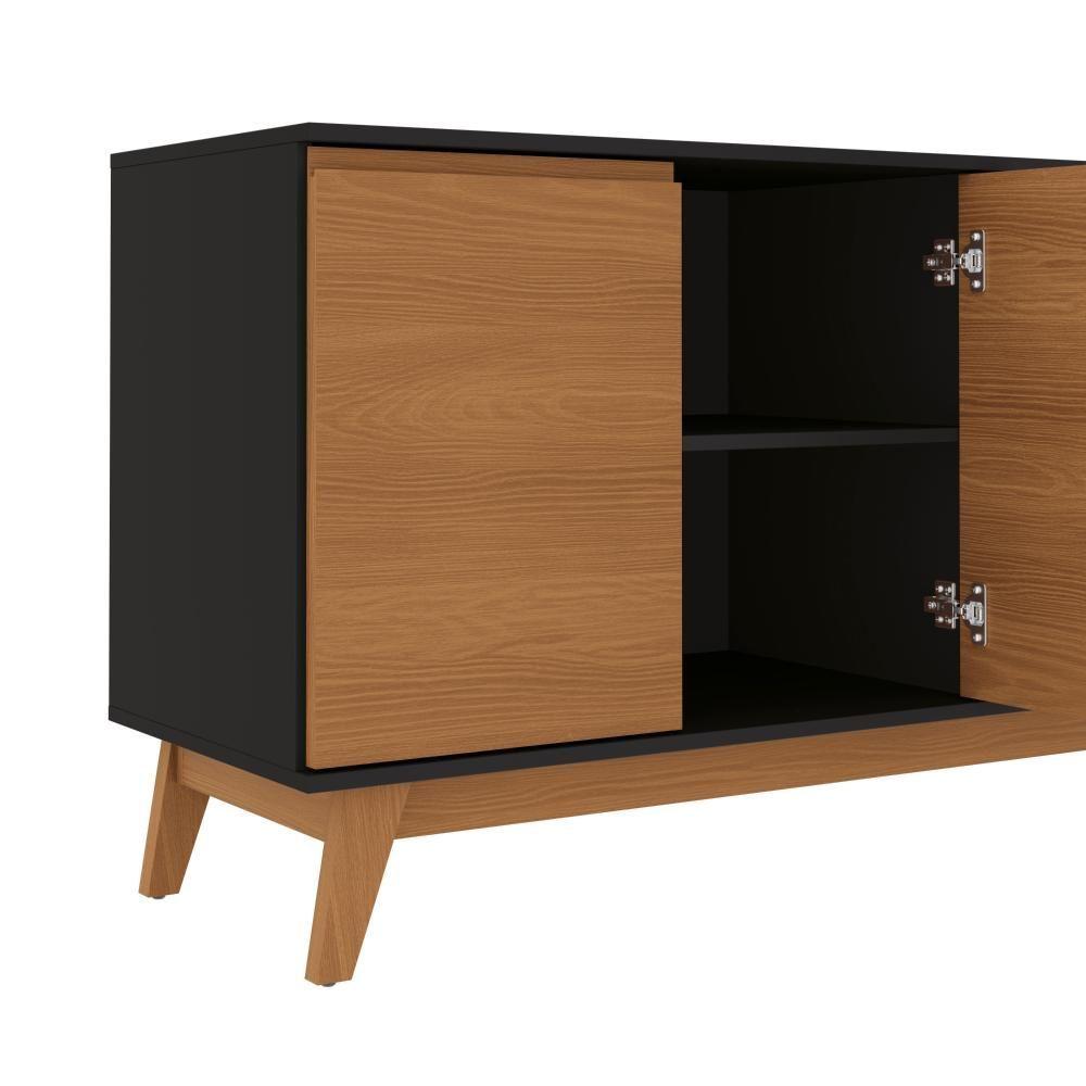Miniatura Aparador Kappesberg 4 Portas Preto Fosco/canela 156cm