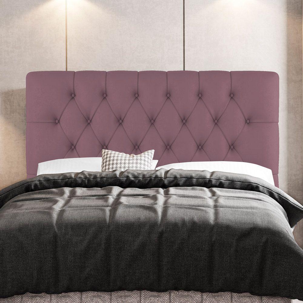 Cabeceira Cama Box Casal King Size Nice 195cm Suede Rosê - Desk Design