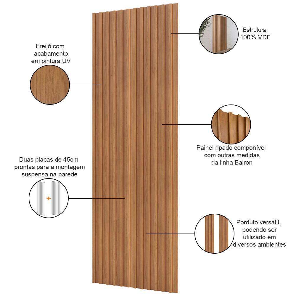 Miniatura Painel Ripado De Madeira Para Sala Quarto 89x183cm Bairon D03 Freijó - Lyam Decor