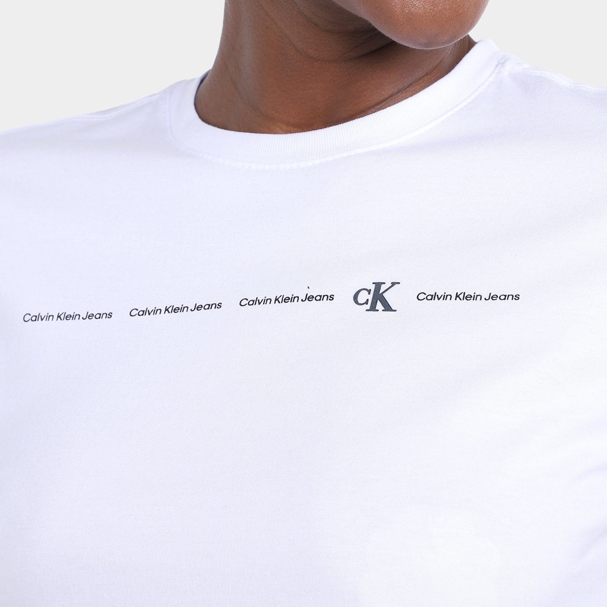 Miniatura Camiseta Calvin Klein Logo Feminina Branco - G