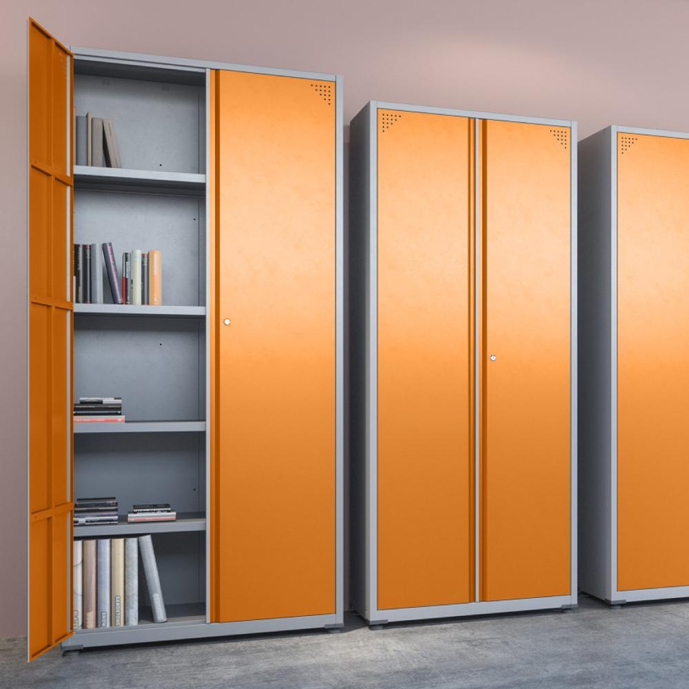 Miniatura Armário 2 Portas Aço 4 Prateleiras AP409SL Pandin Móveis Cinza/Laranja Picasso