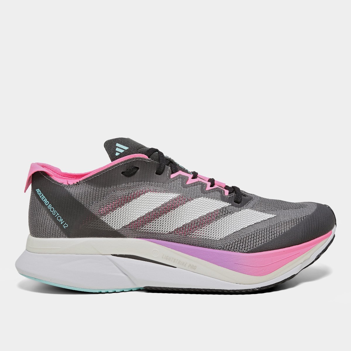 Miniatura Tênis Adidas Adizero Boston 12 Feminino Chumbo+Rosa - 34