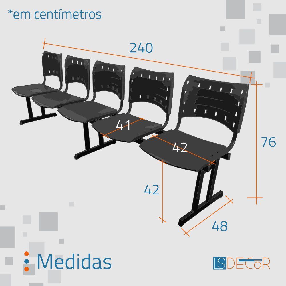 Miniatura Cadeira Iso Pp Rp Longarina 5 Lugares Color Azul