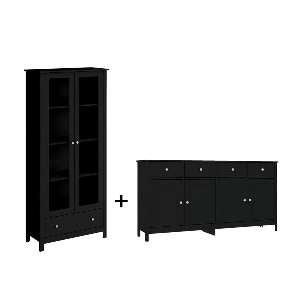 Miniatura Cristaleira + Aparador Buffet Ditália E-954 + R-626 Preto