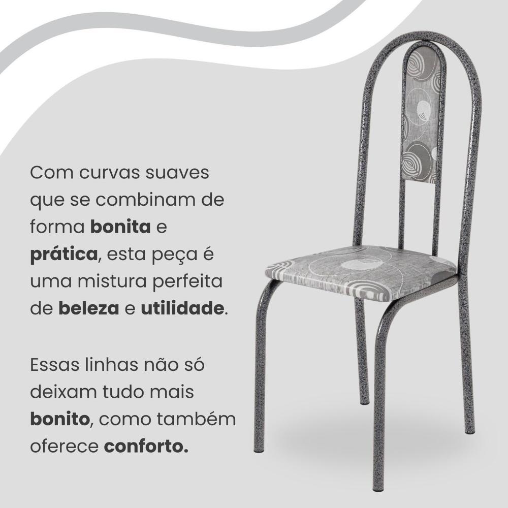Miniatura Conjunto Sala de Jantar Mesa Redonda 75cm Tampo Granito Ocre 4 Cadeiras Linda Yescasa Paraopeba/Prata