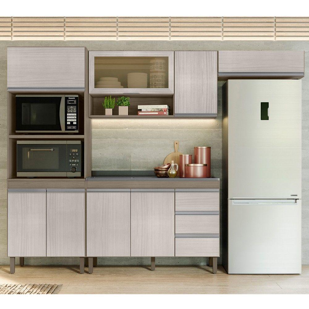 Armário De Cozinha Modulada Karen 4 Pçs C/ Pia 99.5550 P14 Malbec/avelã - Mpozenato