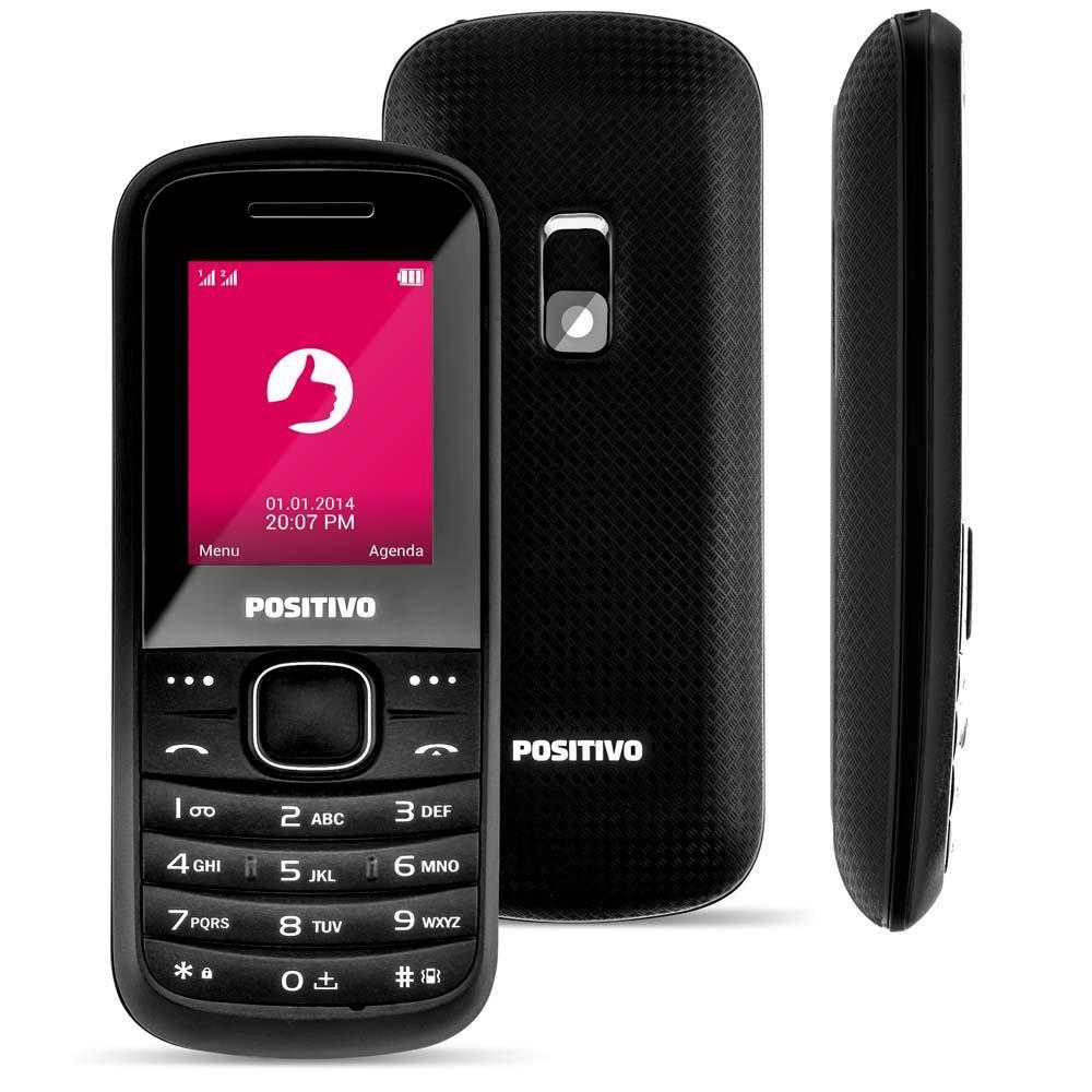 Miniatura Celular Desbloqueado Positivo P28 Preto Tela 1.8 Dual Chip