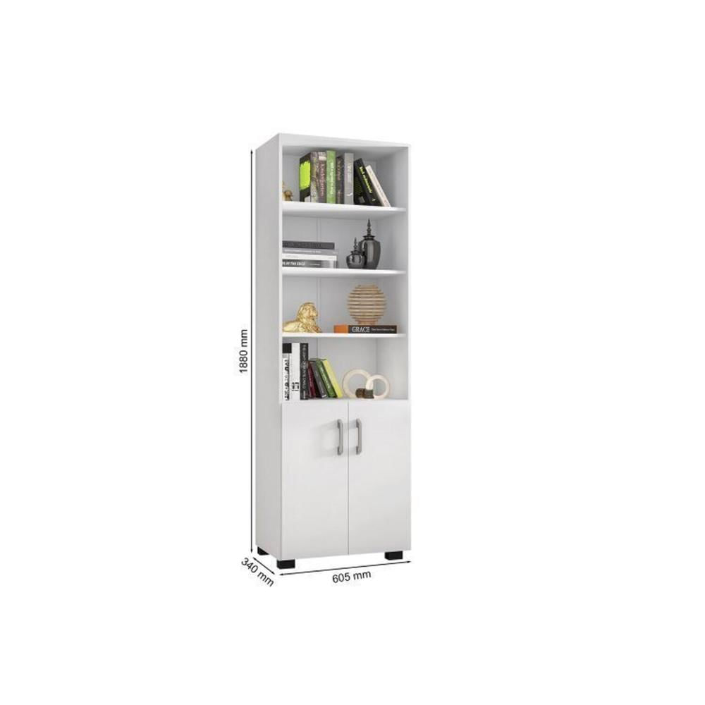 Miniatura Armário para Escritório Multiuso Aberto Estante Livreiro Office 6 Portas Espresso Móveis Branco