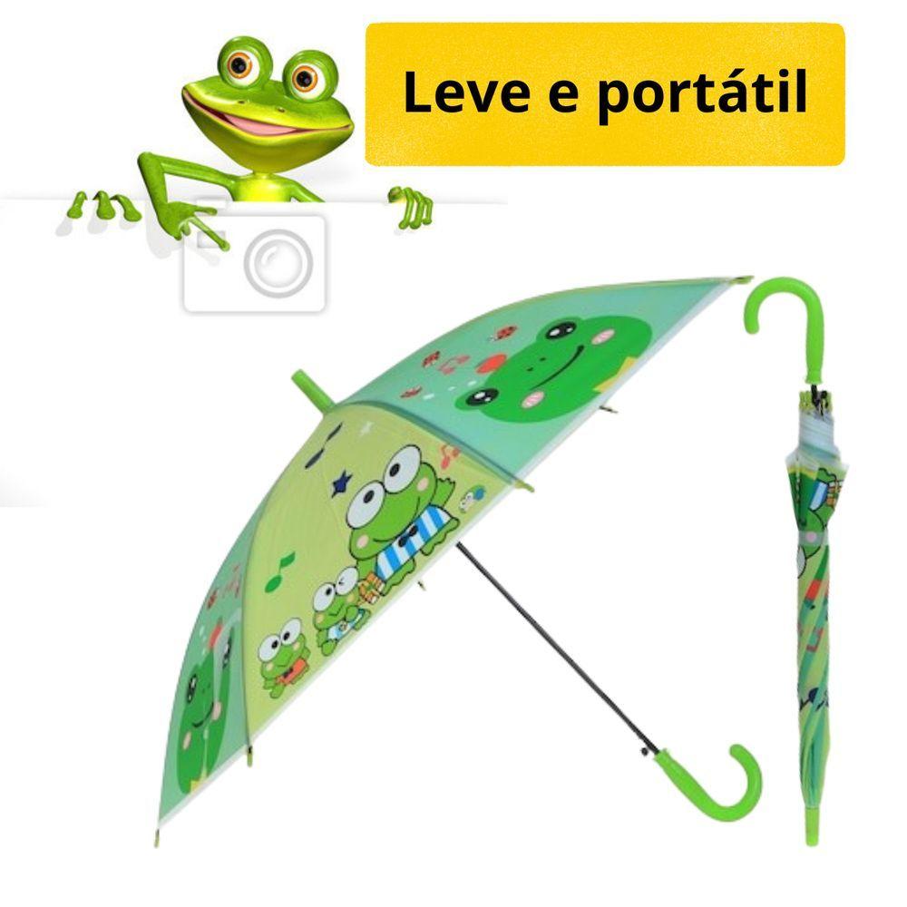 Guarda Chuva Infantil Automático Com Estampa De Pvc Menino Ou Menina Sapo