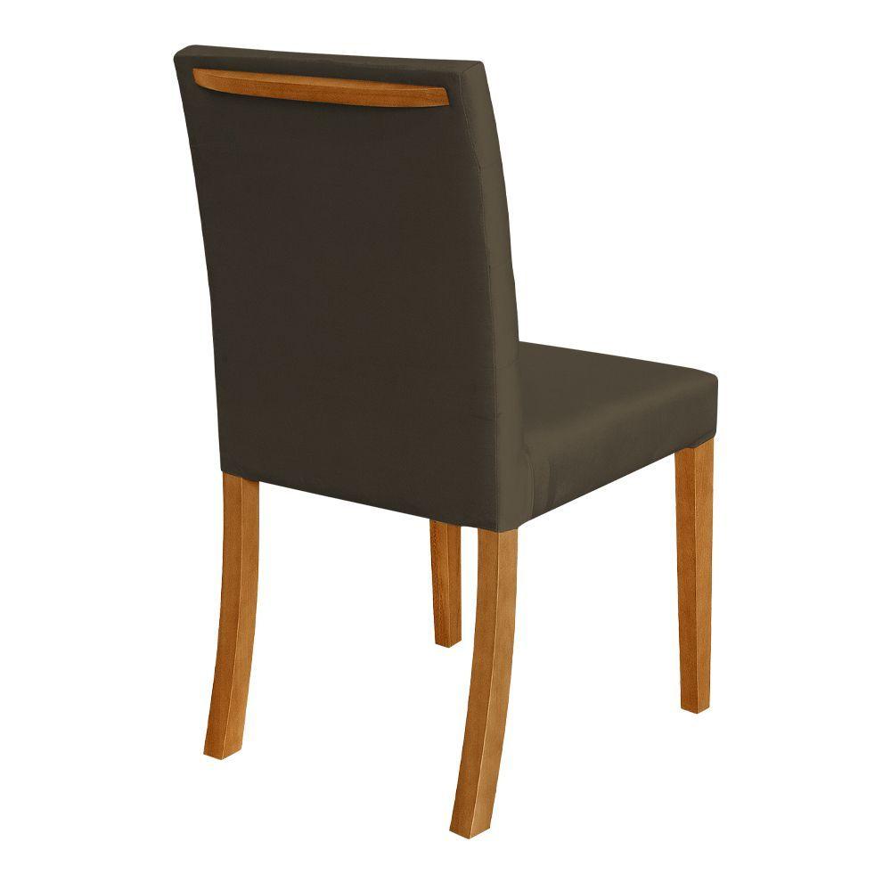 Miniatura Kit 2 Cadeiras De Jantar Estofadas Veludo Marrom Paula Base Madeira Maciça - Cor: Marrom