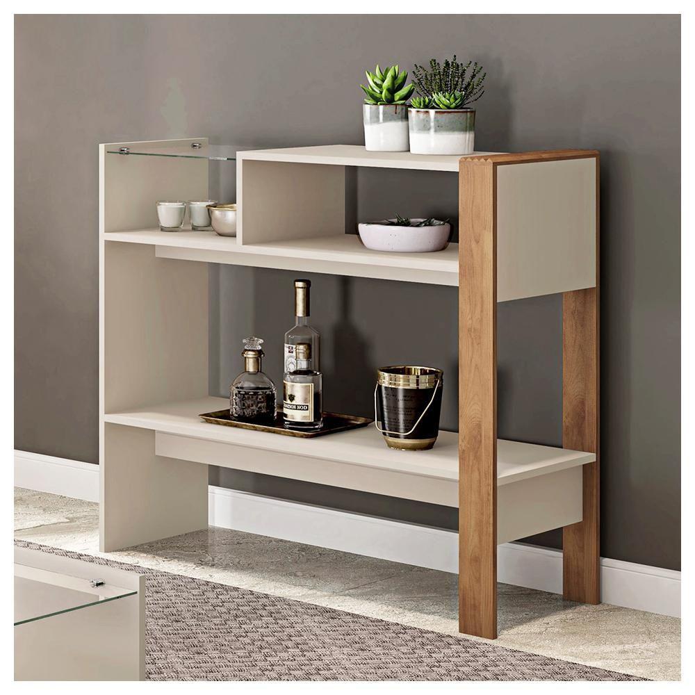 Miniatura Aparador Com 2 Prateleiras Mênfis Off White/buriti - Caemmun