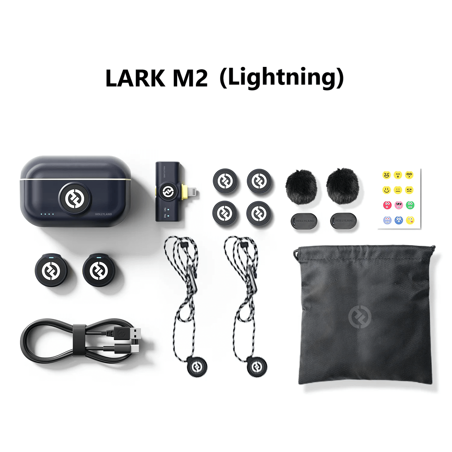 Miniatura Sistema Microfone Duplo Hollyland Lark M2 Duo Wireless Lightning SmartPhones iOs