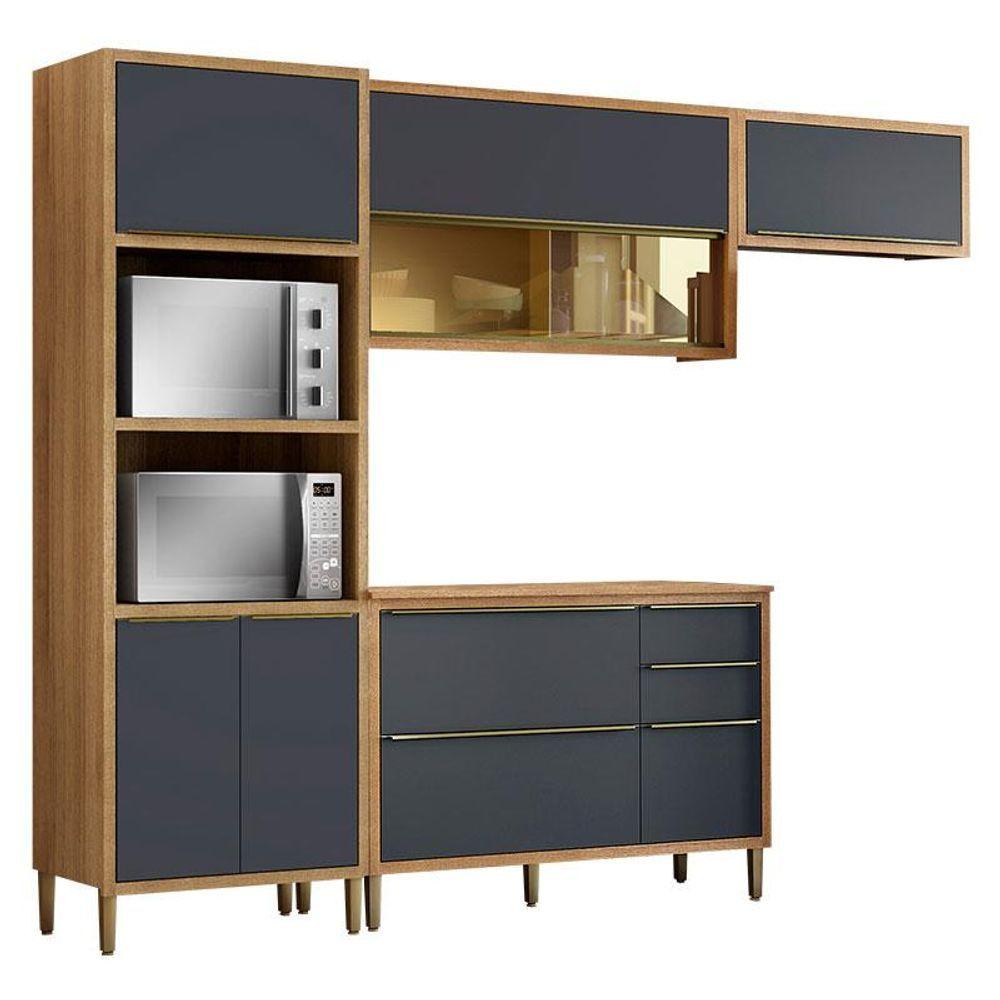 Miniatura Cozinha Modulada Paola Composição 3 Carvalho Dakar Grafite - Aramóveis