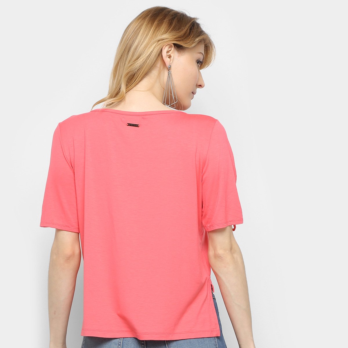 Miniatura Blusa Triton Manga Curta Franzida Amarração Feminina Laranja - GG