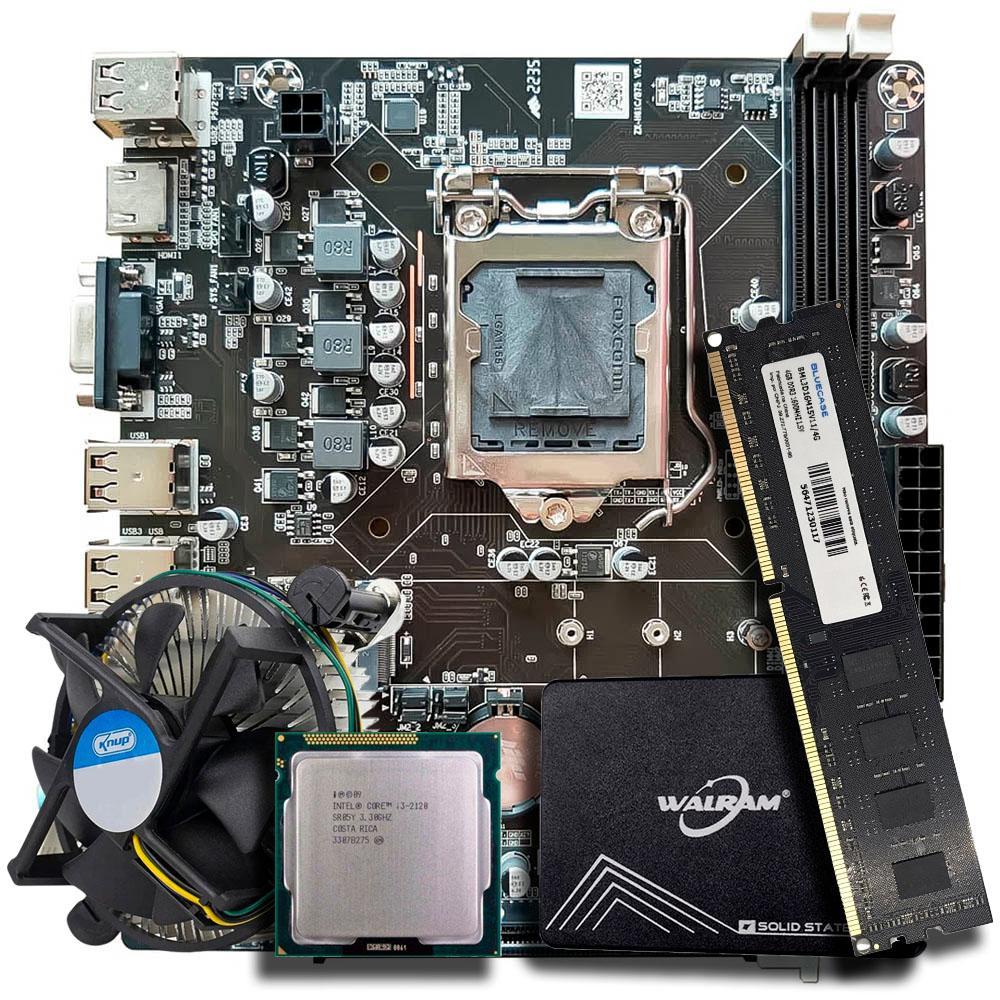 Miniatura Kit Placa Mãe, Core I3-2120 , Cooler, 4Gb Ddr3, Ssd 120Gb