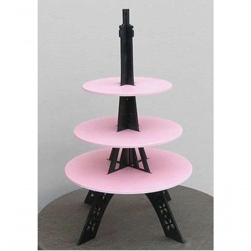 Miniatura Bandeja-suporte Tipo Torre Para Doces E Bolos Em Mdf
