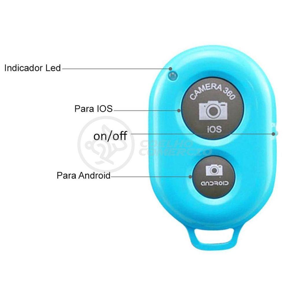 Miniatura Controle Remoto Disparador De Fotos Bluetooth Selfie - Azul