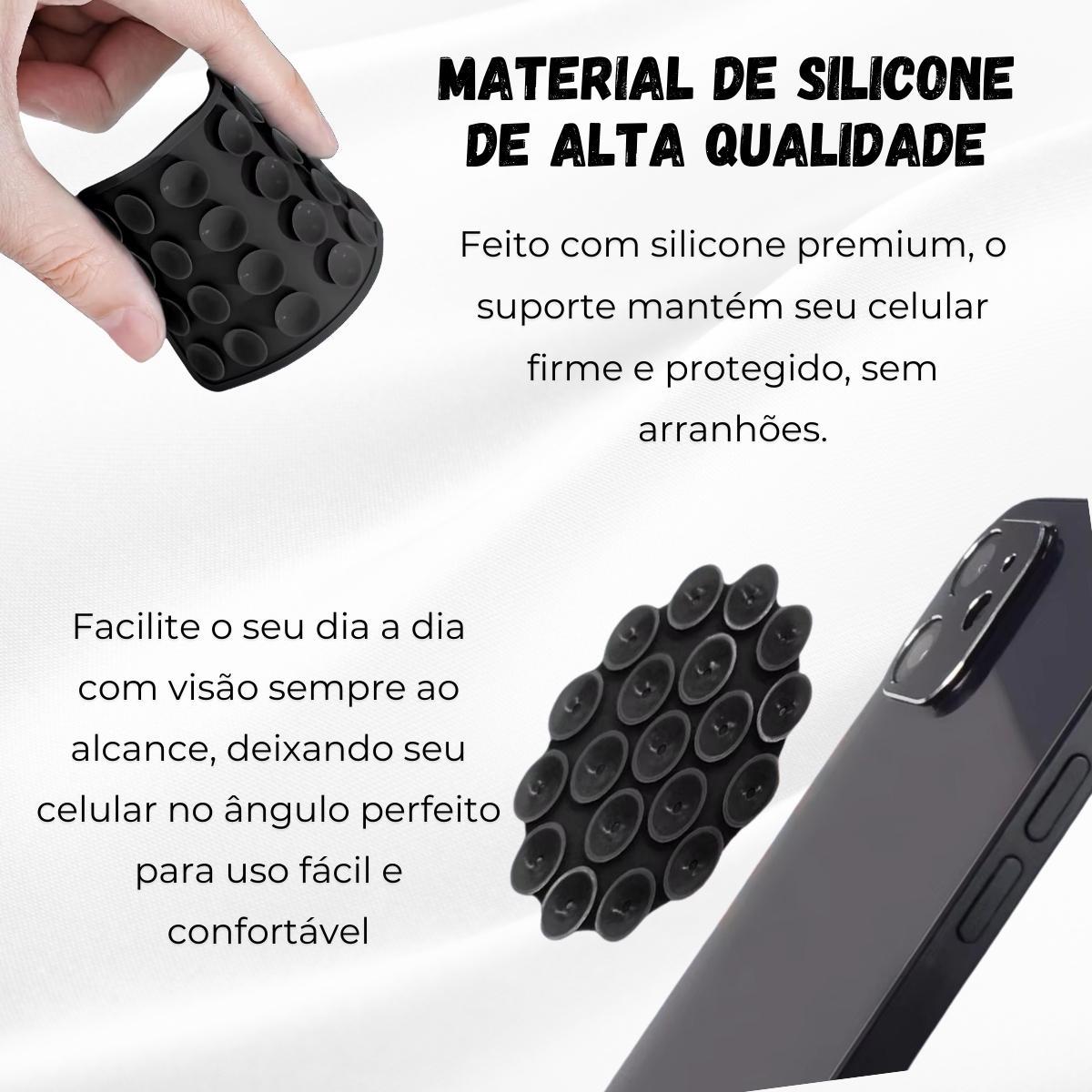 Miniatura Suporte Premium Com Ventosa Silicone Para Celular Superfície