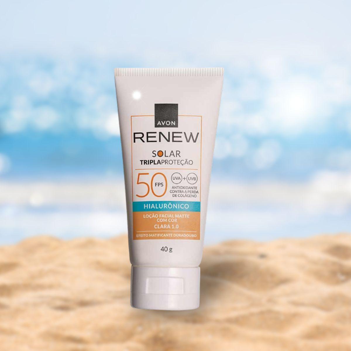 Miniatura Protetor Solar Facial Avon Renew Cor Clara 1.0 Fps 50 40G